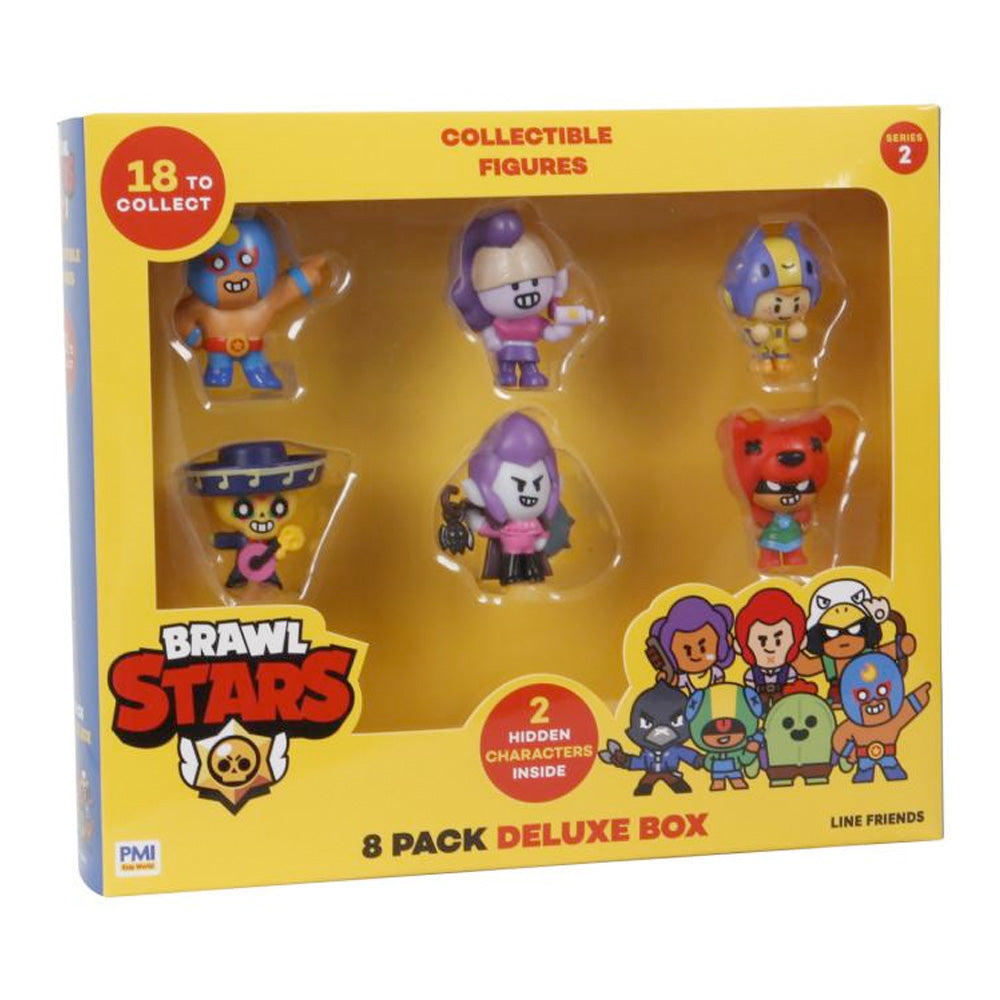 Brawl Stars Figuren 8er Pack Deluxe Geschenkverpackung inkl. 2 seltene, 4 cm goobee