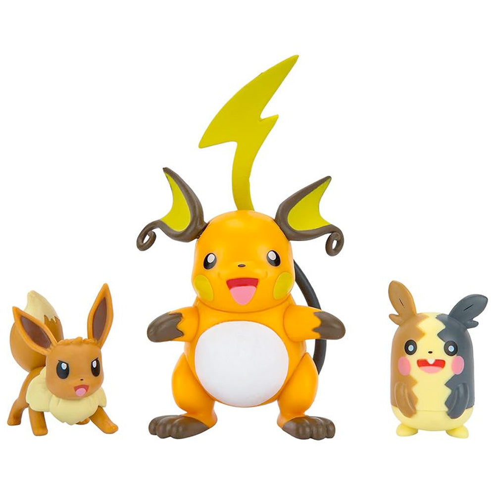 Pokemon Battle Figuren 3er Pack Wave 9 Papsatt Morpeko, Evoli, Raichu, ca. 6 cm goobee