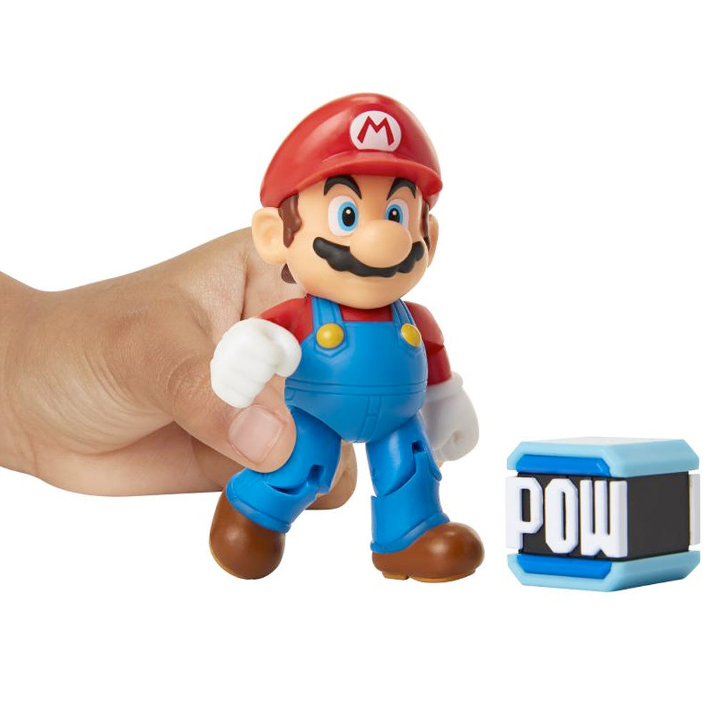 Nintendo Super Mario Figur Wave 18 Super Mario mit POW Block, 10 cm goobee