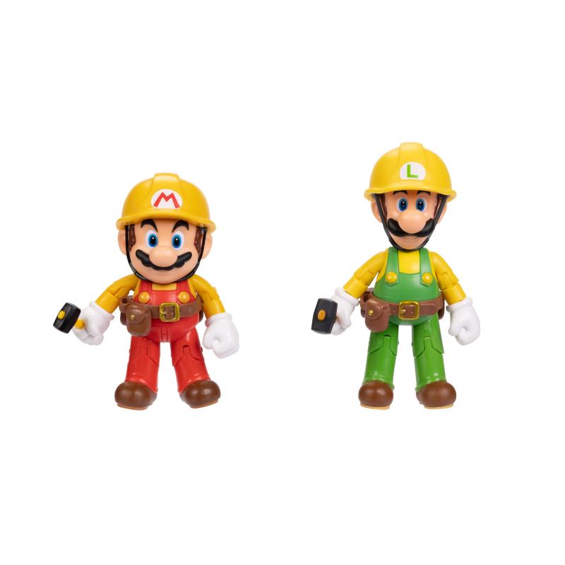 Nintendo Super Mario Figuren 2er-Pack: Mario Maker & Luigi Maker, 10cm