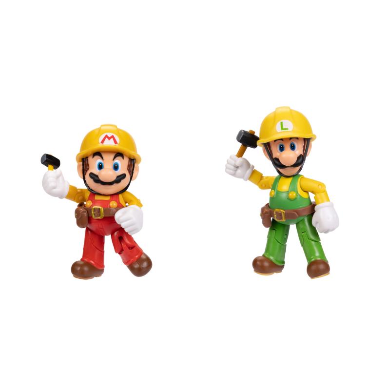 Nintendo Super Mario Figuren 2er-Pack: Mario Maker & Luigi Maker, 10cm