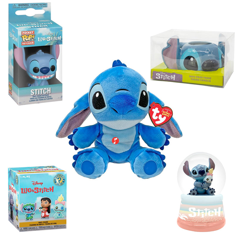 Stitch Plüsch, Tasse, Funko und Glitzerkugel Bundle