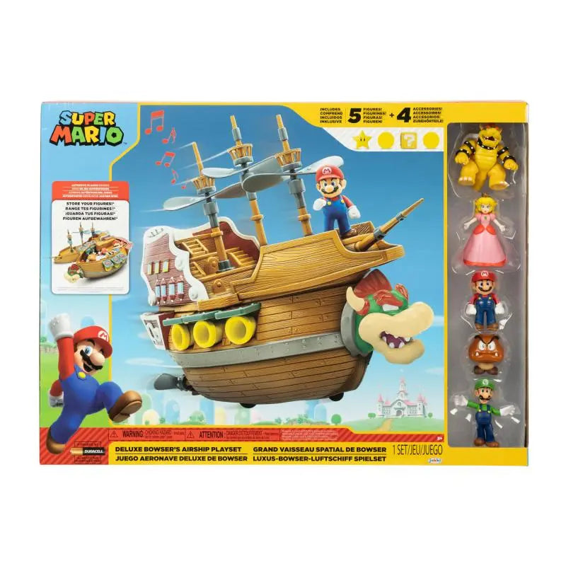 Nintendo Super Mario Deluxe Spielset - Bowser Schiff - inkl. 5 Figuren goobee