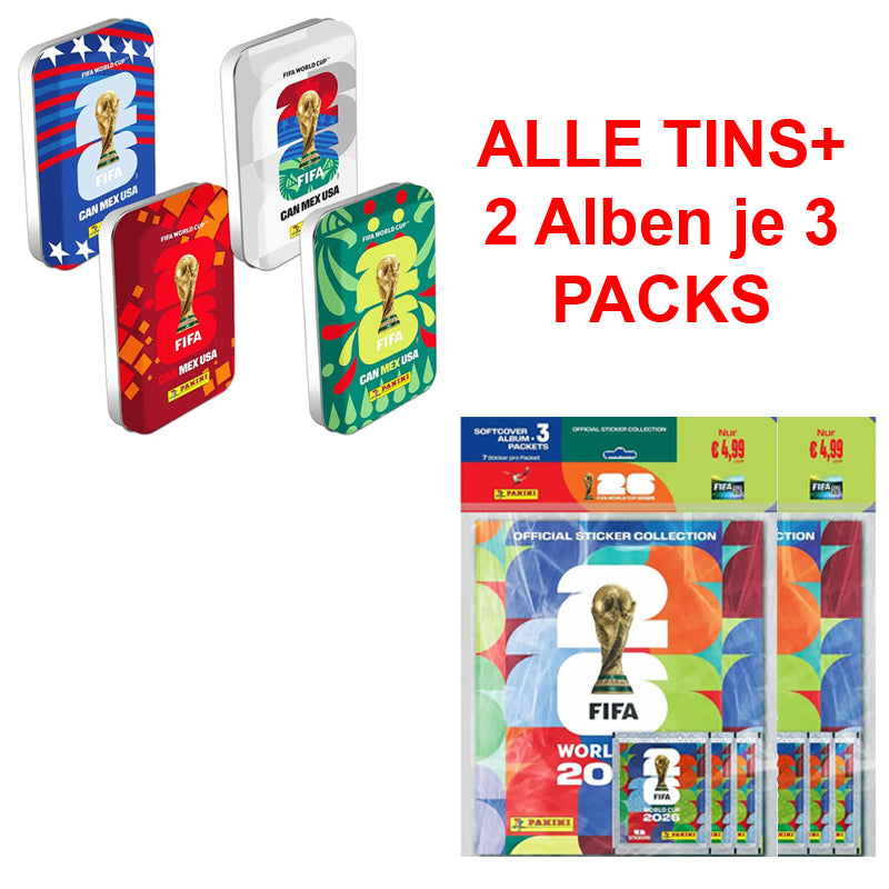 Panini Fifa World Cup 2026 Sticker 4 Pocket Tins + 2 Starter Bundle