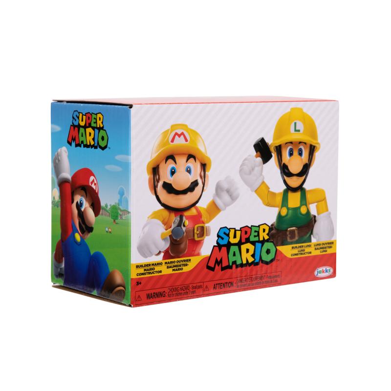 Nintendo Super Mario Figuren 2er-Pack: Mario Maker & Luigi Maker, 10cm