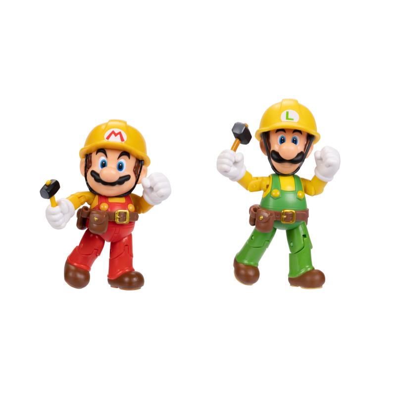 Nintendo Super Mario Figuren 2er-Pack: Mario Maker & Luigi Maker, 10cm