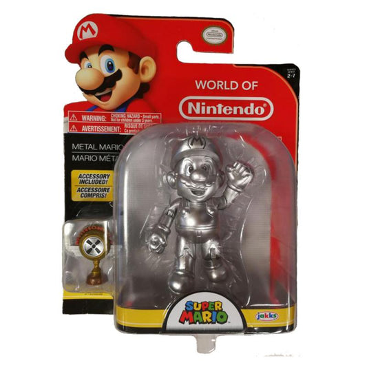 Nintendo Super Mario Figur Metal Mario with Trophy, 10 cm