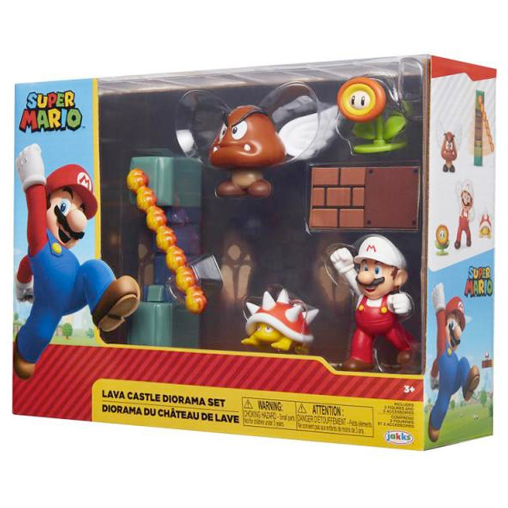 Nintendo Super Mario 5er Figuren Set Lava Castle Diorama, 6,5 cm goobee