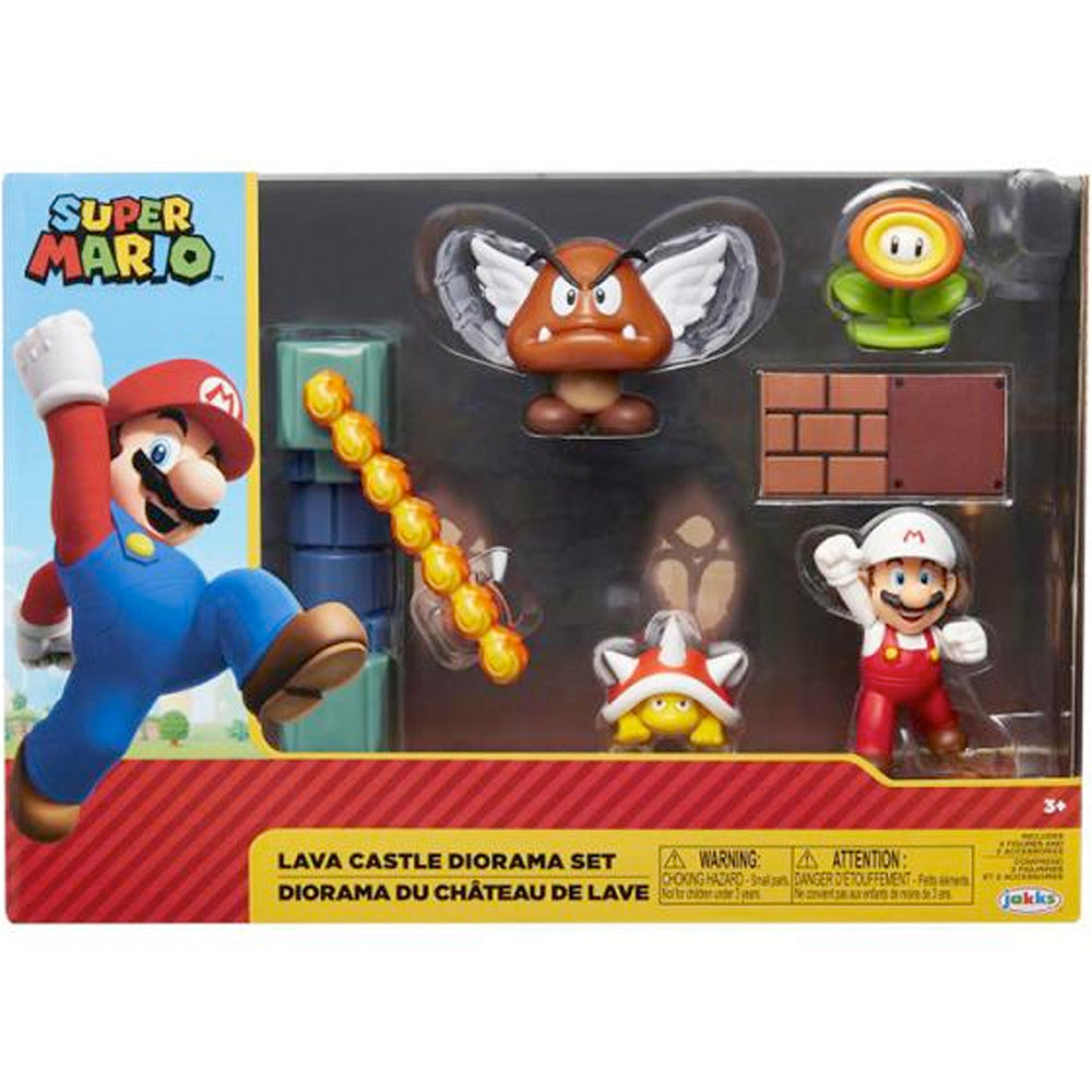 Nintendo Super Mario 5er Figuren Set Lava Castle Diorama, 6,5 cm goobee