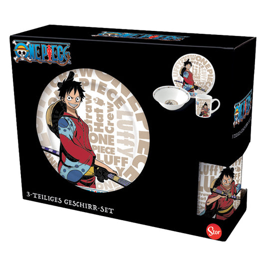 One Piece Zoro Luffy Frühstücksset (Schale, Tasse, Teller)