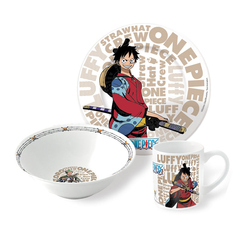 One Piece Zoro Luffy Frühstücksset (Schale, Tasse, Teller)