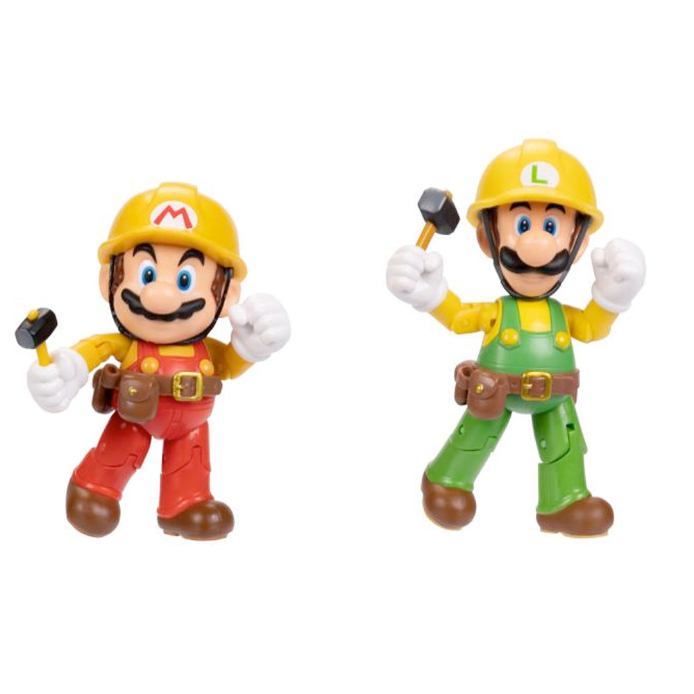 Nintendo Super Mario Figuren 2er-Pack: Mario Maker & Luigi Maker, 10cm goobee