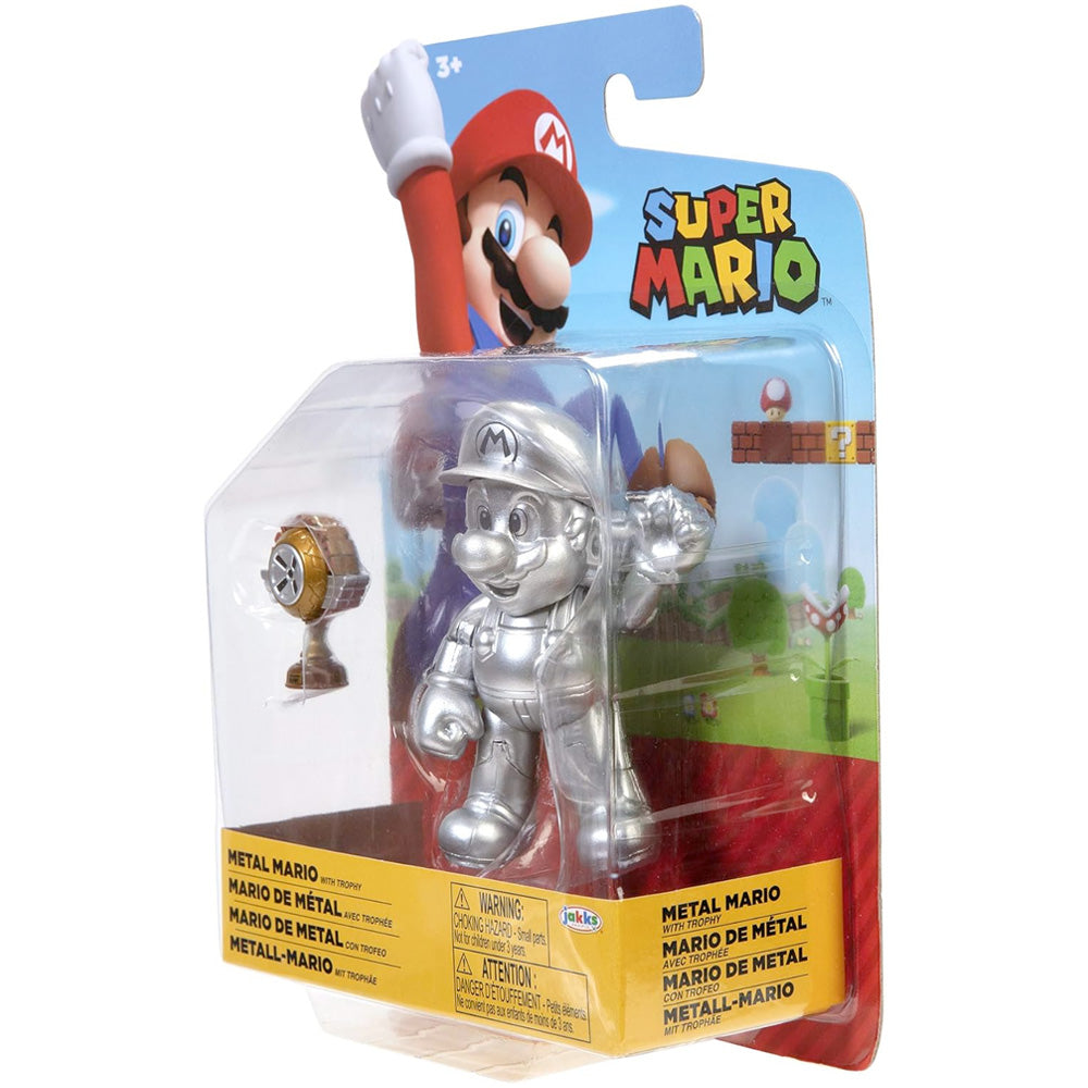 Nintendo Super Mario Figur Metal Mario mit Trophäe, 10 cm