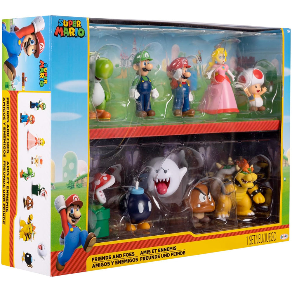 Nintendo Super Mario Figuren 10er Set Freunde und Feinde, 6,5 cm