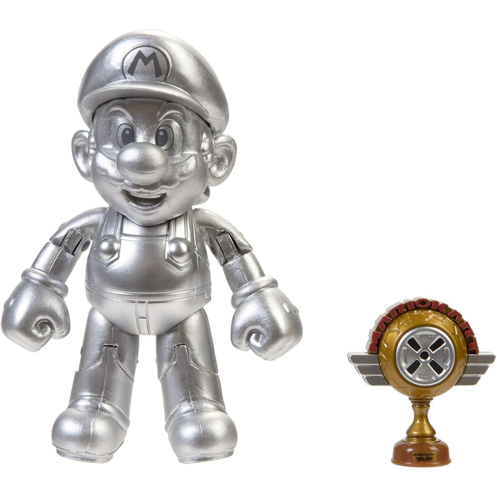 Nintendo Super Mario Figur Metal Mario mit Trophäe, 10 cm