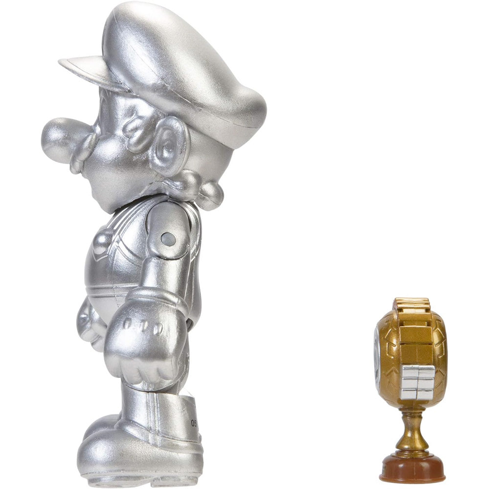 Nintendo Super Mario Figur Metal Mario mit Trophäe, 10 cm