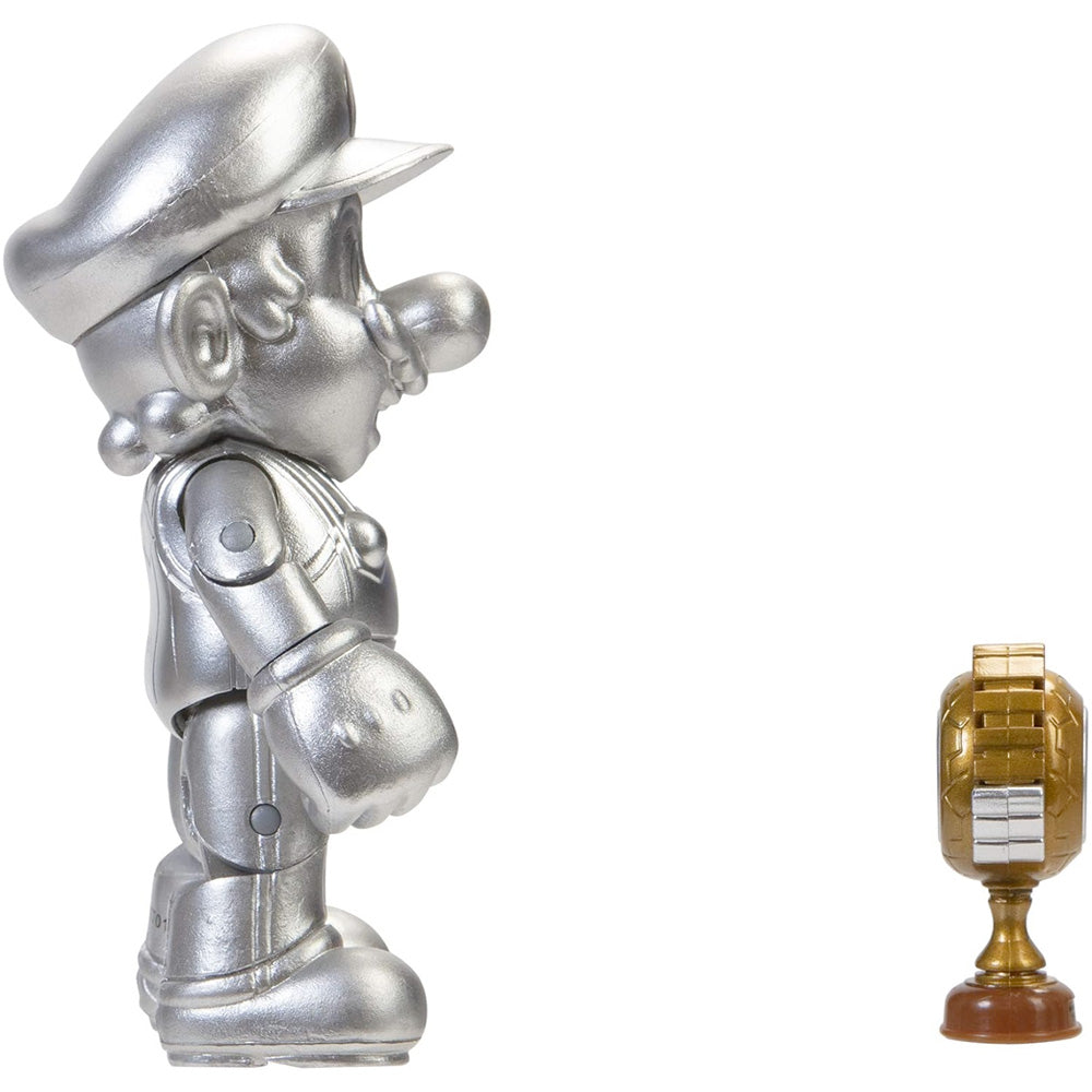 Nintendo Super Mario Figur Metal Mario mit Trophäe, 10 cm