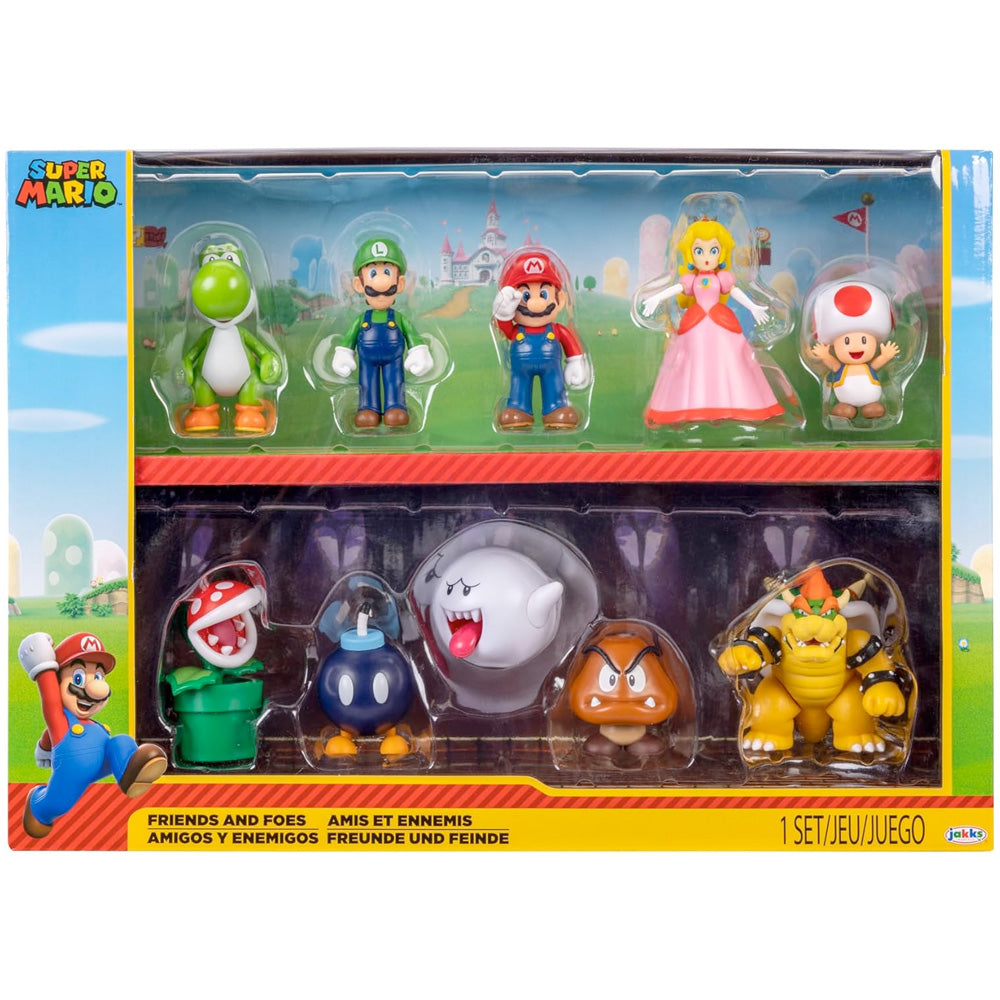 Nintendo Super Mario Figuren 10er Set Freunde und Feinde, 6,5 cm