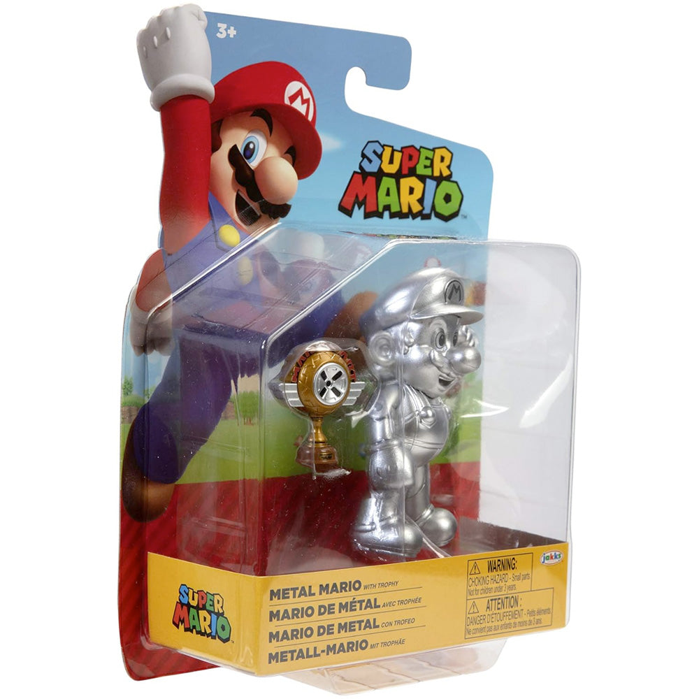 Nintendo Super Mario Figur Metal Mario mit Trophäe, 10 cm