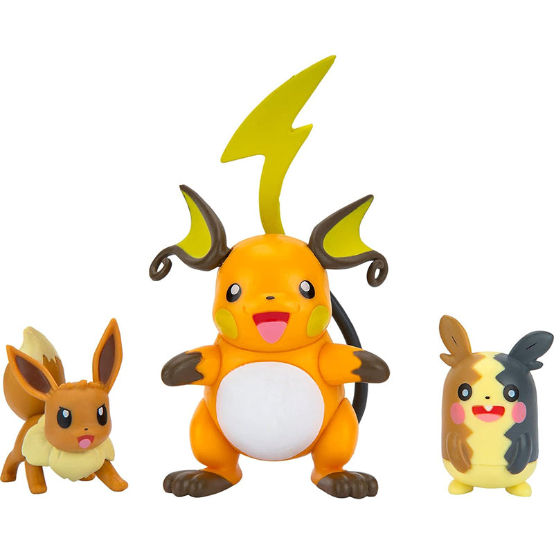 Pokemon Battle Figuren 3er Pack Wave 9 Papsatt Morpeko, Evoli, Raichu, ca. 6 cm