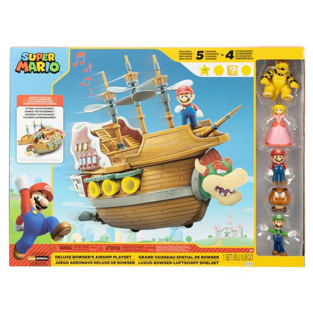 Nintendo Super Mario Deluxe Spielset - Bowser Schiff - inkl. 5 Figuren goobee