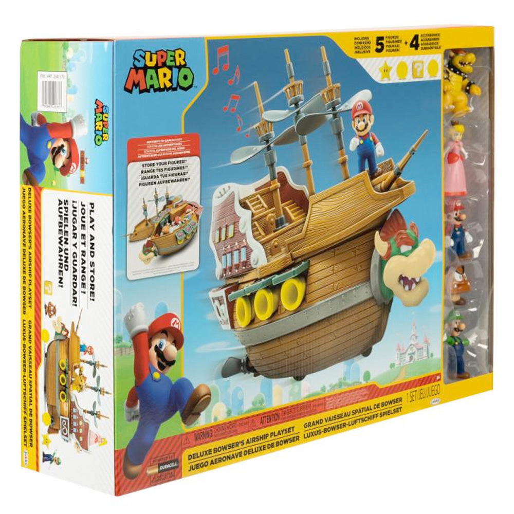 Nintendo Super Mario Deluxe Spielset - Bowser Schiff - inkl. 5 Figuren goobee