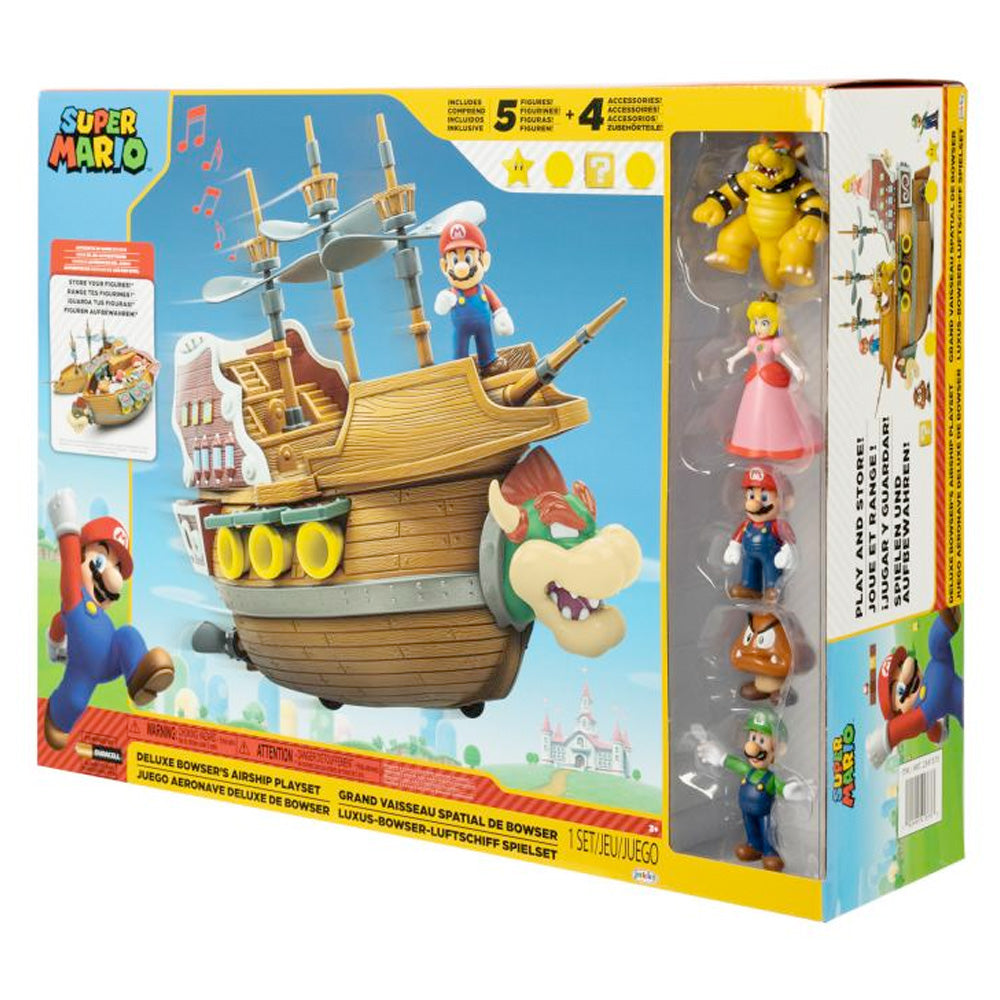 Nintendo Super Mario Deluxe Spielset - Bowser Schiff - inkl. 5 Figuren goobee