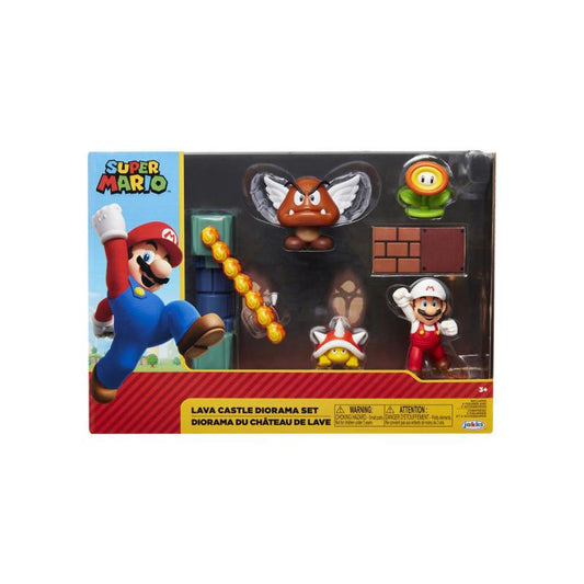 Nintendo Super Mario 5er Figuren Set Lava Castle Diorama, 6,5 cm